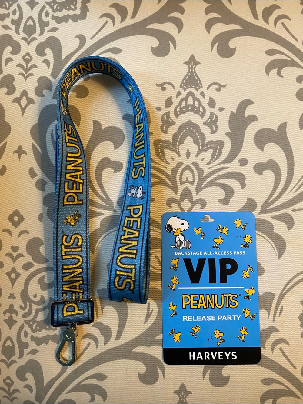 Harveys VIP Peanuts Lanyard and vip tag